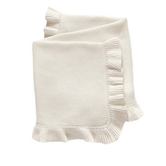 Personalized Baby Ruffle Edge Knitted Blanket Infant Cotton Wool Cart Blanket Children's Bed Mantas Para Bebé Muslin Swaddle
