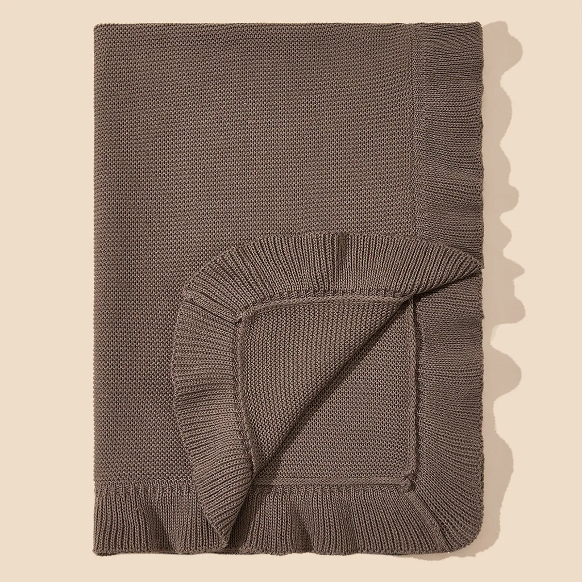 Personalized Baby Ruffle Edge Knitted Blanket Infant Cotton Wool Cart Blanket Children's Bed Mantas Para Bebé Muslin Swaddle