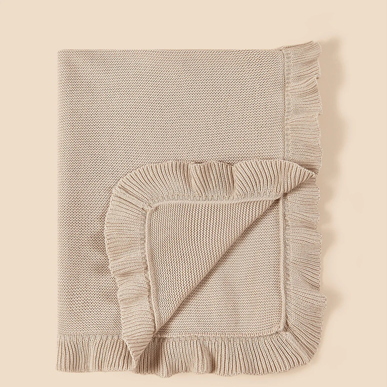 Personalized Baby Ruffle Edge Knitted Blanket Infant Cotton Wool Cart Blanket Children's Bed Mantas Para Bebé Muslin Swaddle